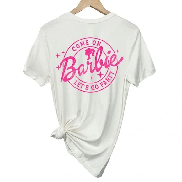 BARBIE Let’s Go Party Graphic Tee with Front and Back Graphic Design - Picture 3 of 3